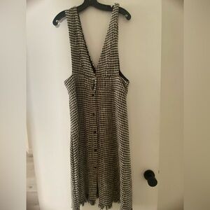 Zara Black and White Houndstooth Pinafore Midi Dress